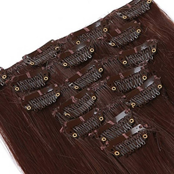 16” STRAIGHT BROWN-ASH BLONDE 7 PIECE CLIP IN EXTENTIONS - Picture 6 of 12